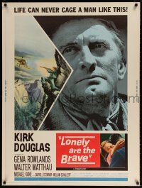 6c274 LONELY ARE THE BRAVE 30x40 '62 Kirk Douglas classic, different art of him shooting helicopter!