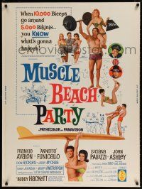 6c285 MUSCLE BEACH PARTY 30x40 '64 Frankie & Annette, 10,000 biceps & 5,000 bikinis!