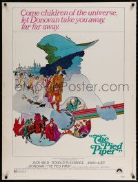 6c301 PIED PIPER 30x40 '72 directed by Jacques Demy, cool art of Donovan playing guitar!