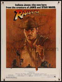 6c310 RAIDERS OF THE LOST ARK 30x40 '81 great art of adventurer Harrison Ford by Richard Amsel!