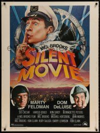 6c323 SILENT MOVIE 30x40 '76 Marty Feldman, Dom DeLuise, art of Mel Brooks by John Alvin!