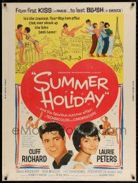 6c335 SUMMER HOLIDAY 30x40 '63 Cliff Richard, sexy Laurie Peters in bikini!