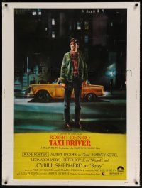 6c339 TAXI DRIVER 30x40 '76 classic art of Robert De Niro by cab, directed by Martin Scorsese!