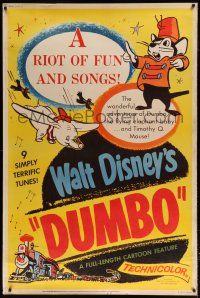 6c405 DUMBO 40x60 R60 colorful art from Walt Disney circus elephant classic!