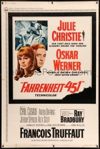6c410 FAHRENHEIT 451 40x60 '67 Francois Truffaut, Julie Christie, Oskar Werner, Ray Bradbury!