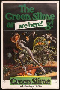 6c429 GREEN SLIME 40x60 '69 classic cheesy sci-fi movie, great art of sexy astronaut & monster!