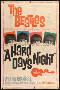 6c433 HARD DAY'S NIGHT 40x60 '64 great image of The Beatles in their 1st film, rock & roll classic