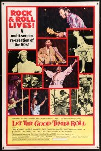 6c453 LET THE GOOD TIMES ROLL style B 40x60 '73 Chuck Berry, Bill Haley, Shirelles & '50s rockers!