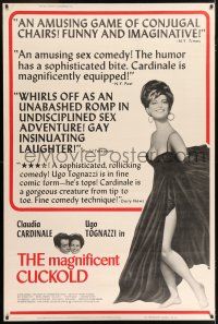 6c459 MAGNIFICENT CUCKOLD 40x60 '65 Il Magnifico cornuto, sexy Claudia Cardinale in slinky dress!