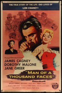 6c462 MAN OF A THOUSAND FACES 40x60 '57 art of James Cagney as Lon Chaney Sr. by Brown!