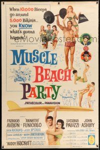 6c474 MUSCLE BEACH PARTY 40x60 '64 Frankie & Annette, 10,000 biceps & 5,000 bikinis!