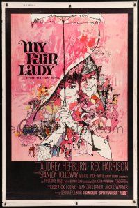6c475 MY FAIR LADY 40x60 '64 classic art of Audrey Hepburn & Rex Harrison by Peak and Gold!
