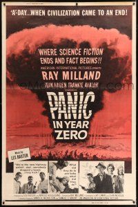 6c485 PANIC IN YEAR ZERO style Z 40x60 '62 Ray Milland, Hagen, Frankie Avalon,orgy of looting & lust