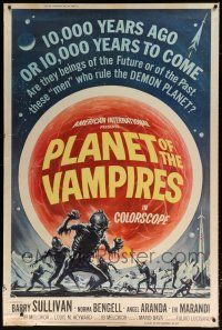 6c488 PLANET OF THE VAMPIRES 40x60 '65 Mario Bava, beings of the future, great Reynold Brown art!