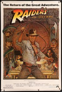 6c492 RAIDERS OF THE LOST ARK 40x60 R82 great art of adventurer Harrison Ford by Richard Amsel!