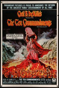 6c519 TEN COMMANDMENTS 40x60 R72 directed by Cecil B. DeMille, great art of Charlton Heston!