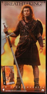 6c061 BRAVEHEART 35x71 video poster '95 cool image of Mel Gibson as William Wallace!