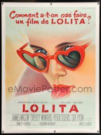6c025 LOLITA REPRO French 1p '80s Stanley Kubrick, Lyon with heart sunglasses & lollipop!