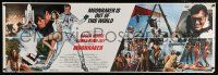 6c139 MOONRAKER paper banner '79 Lois Chiles, Roger Moore as Bond, Moonraker is out of this world!
