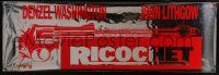 6c065 RICOCHET foil 24x72 video poster '91 Denzel Washington, John Lithgow, cool shooting gun art!