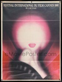 6c023 CANNES FILM FESTIVAL 1981 47x63 French film festival poster '81 Landi art of glowing Monroe!