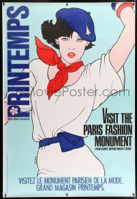 6c032 PRINTEMPS DS 47x69 French advertising poster '80s sexy woman in blue beret by Helene Majera!
