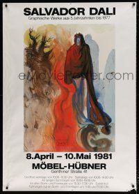 6c017 SALVADOR DALI MOBEL-HUBNER 35x49 German art exhibition '81 art of a man in red cloak!
