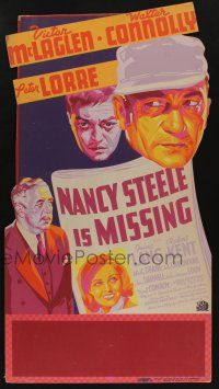 6c145 NANCY STEELE IS MISSING die-cut 20x37 standee '37 Victor McLaglen, Peter Lorre, June Lang