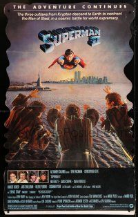 6c163 SUPERMAN II 36x58 standee '81 Christopher Reeve, cool image of villain Terence Stamp!