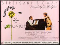 6c083 FUNNY LADY subway poster '75 Barbra Streisand watches James Caan play piano!