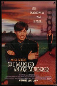 6c081 SO I MARRIED AN AXE MURDERER half subway '93 wacky image of Mike Myers, Nancy Travis!