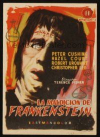 6d486 CURSE OF FRANKENSTEIN Spanish herald '57 Hammer, Jano art of monster Christopher Lee!