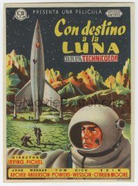 6d491 DESTINATION MOON Spanish herald '53 Robert A. Heinlein, different art of rocket & astronauts!