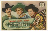 6d533 GO WEST Spanish herald '44 different image of cowboys Groucho, Chico & Harpo Marx!