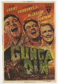 6d542 GUNGA DIN Spanish herald '48 art of Cary Grant, Douglas Fairbanks Jr. & Victor McLaglen!