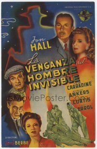 6d560 INVISIBLE MAN'S REVENGE Spanish herald '44 Jon Hall, H.G. Wells, different art of top cast!