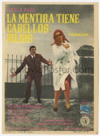 6d569 LA MENTIRA TIENE CABELLOS ROJOS Spanish herald '60 Analia Gade in fur coat & shades!