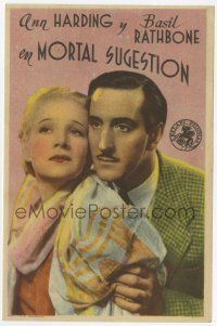 6d589 LOVE FROM A STRANGER Spanish herald '37 c/u of Basil Rathbone & Ann Harding, Agatha Christie