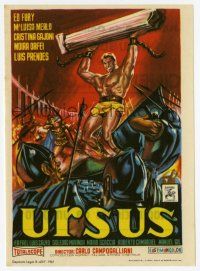 6d597 MIGHTY URSUS Spanish herald '62 art of strongest man Ed Fury holding column over his head!