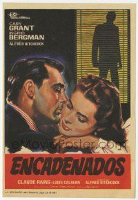 6d624 NOTORIOUS Spanish herald R67 different Jano art of Cary Grant & Ingrid Bergman, Hitchcock!