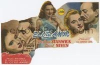 6d630 OTHER LOVE die-cut Spanish herald '47 Barbara Stanwyck between David Niven & Richard Conte!