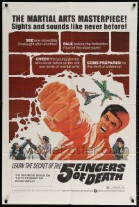 6f011 5 FINGERS OF DEATH 1sh '73 martial arts masterpiece with sights & sounds like never before!