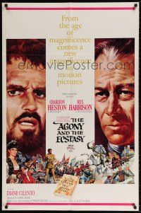 6f023 AGONY & THE ECSTASY roadshow 1sh '65 great art of Charlton Heston & Rex Harrison, Carol Reed!