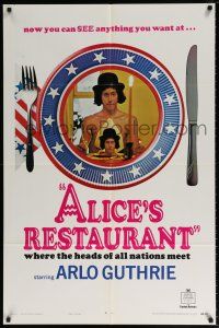 6f028 ALICE'S RESTAURANT style B teaser 1sh '69 Arlo Guthrie, Arthur Penn, musical comedy!