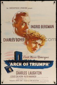 6f046 ARCH OF TRIUMPH 1sh '47 Ingrid Bergman, Charles Boyer, Erich Maria Remarque novel!