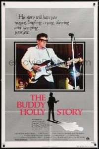 6f117 BUDDY HOLLY STORY 1sh '78 cool image of Gary Busey w/guitar!