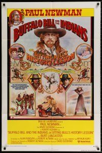 6f118 BUFFALO BILL & THE INDIANS 1sh '76 art of Paul Newman as William F. Cody by McMacken!