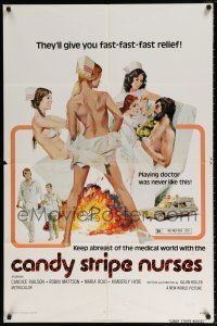 6f132 CANDY STRIPE NURSES 1sh '74 Solie art of sexy nurses, they'll give you fast-fast-fast relief