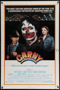 6f141 CARNY style B 1sh '80 Jodie Foster, Robbie Robertson, Gary Busey in carnival clown make up!
