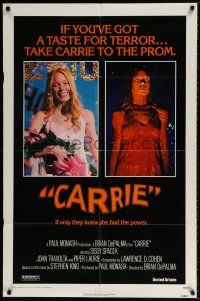 6f143 CARRIE 1sh '76 Stephen King, Sissy Spacek before and after her bloodbath at the prom!